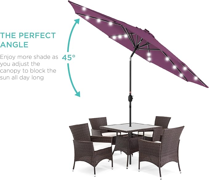 Best Choice Products 10ft Solar Polyester LED Lighted Patio Umbrella w/Tilt Adjustment and UV-Resistant Fabric - Image 2