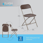 Flash Furniture Hercules Series Plastic Folding Chair Brown - 10 Pack 650LB Weight Capacity Comfortable Event Chair-Lightweight Folding Chair - Image 3