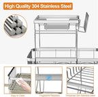 Dish Drying Rack Kitchen 2-Tier 304 Stainless Steel Dish Racks - Image 4