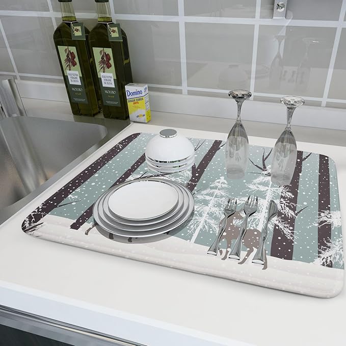 Winter Wildlife Deer Dish Drying Mat - Image 6