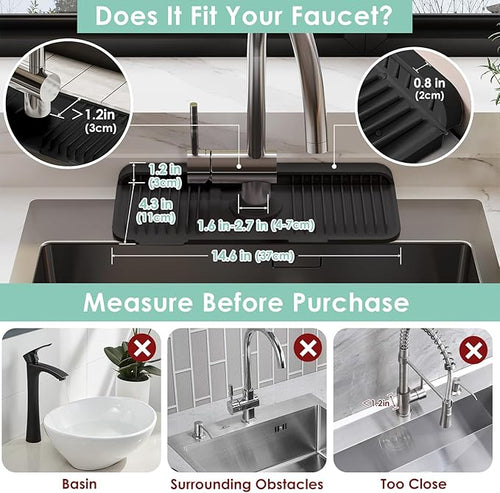 14.6 Inch Silicone Faucet Mat for Kitchen Sink Splash Guard - Image 2