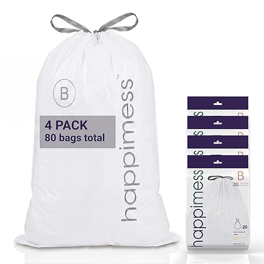 happimess 5.3 Gallon Drawstring Trash Bags, Heavy Duty LDPE Liners by Happimess