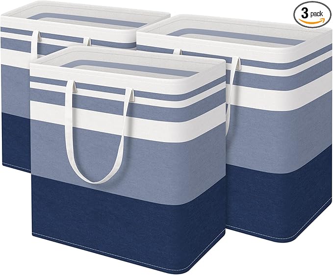 BlissTotes 3-Pack Laundry Basket, Freestanding＆Waterproof Laundry Hamper by BlissTotes