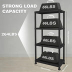 Plastic Storage Shelves, 11.8" D x 23.62" W x 52.56" H Plastic Shelves for Storage, 4-tier Shelving Unit, Storage Rack, 264 lbs, Bathroom, Laundry, Garage & Home - Image 3