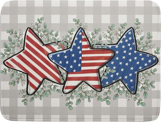 Patriotic Dish Drying Mat for Kitchen Counter Cute Stars 4th of July Holiday by Unknown