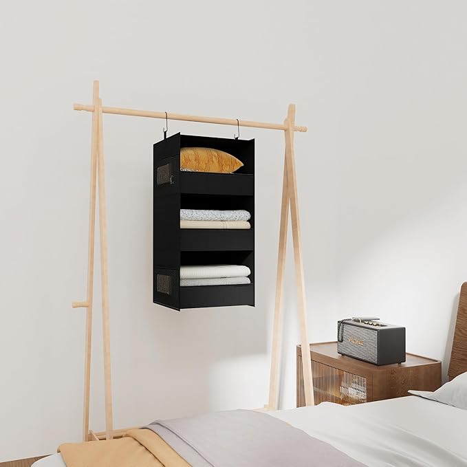 3-Shelf Hanging Closet Organizer and Storage, Foldable Hanging Closet Shelves - Image 7