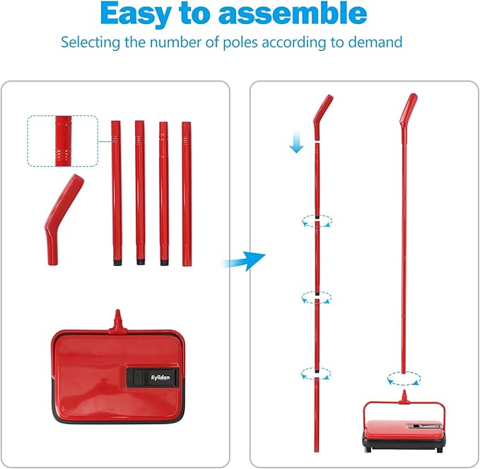 Eyliden Carpet Sweeper, Mini Size Lightweight Hand Push - Image 7