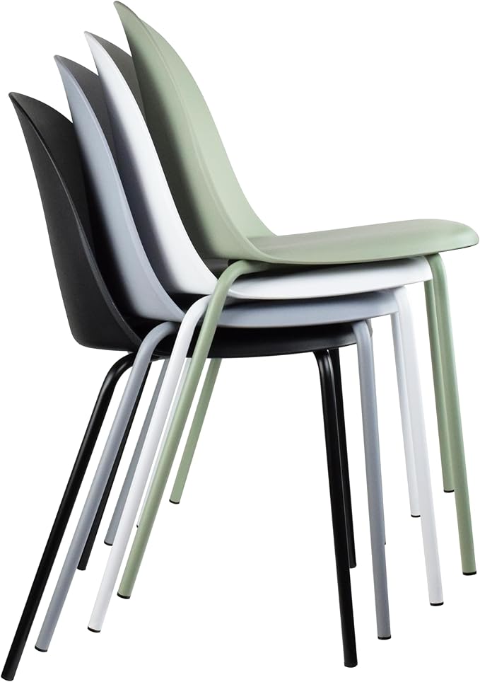 2xhome Modern Stackable Armless Dining Chair | Plastic Shell Seat with Metal Legs | Indoor or Outdoor Use | Home Kitchen Patio (1, Grey, No Padding) - Image 5