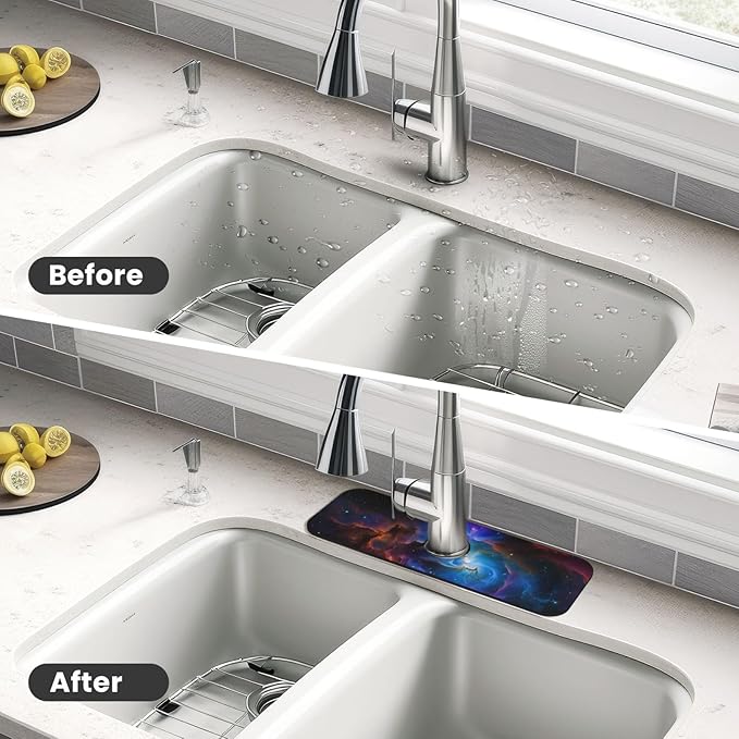 Island Time Tropical Leaves Floral Kitchen sink faucet pad, strong water - Image 4