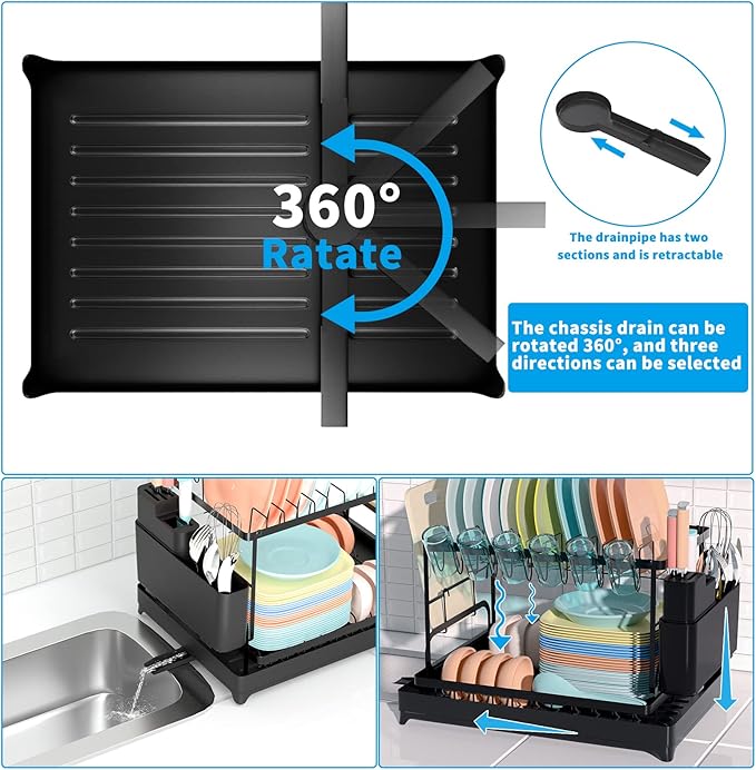 Dish Drying Rack, 2 Tier Large Dish Drying Rack - Image 2