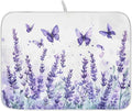 Purple Lavender Spring Summer Flower Floral Dish Drying Mat by ALAZA