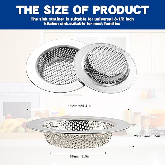 ROYEKDO 3PC Kitchen Sink Strainer Stainless Steel - Image 5