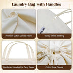 Canvas Laundry Bags with Handles & Square Base 16"Lx16"W x27.6"H, Extra Large - Image 4