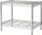 Xcity Storage Shelves, 2 Tier Heavy Duty Metal Shelving Unit with Wheels, 700 LBS Capacity Adjustable Steel Wire Shelf Organizer for Pantry, Kitchen, Garage, 14" D x 24" W x 20" H, Chrome by Unknown