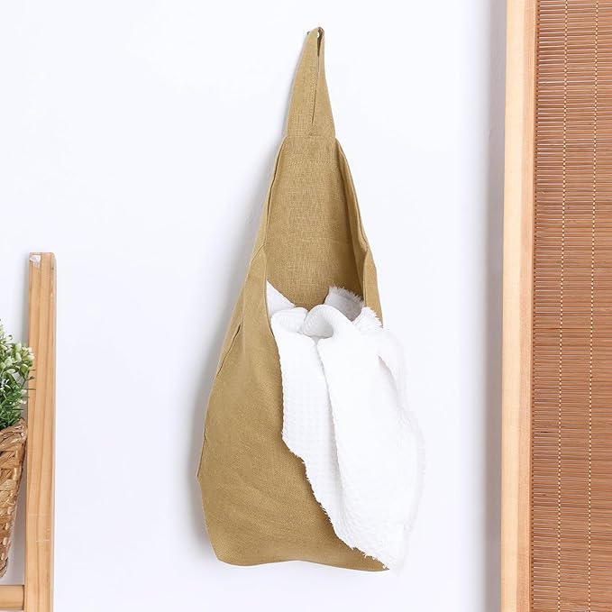 100% Linen Hanging Storage Bags Baskets 2 Pcs, Small Wall Storage Bag - Image 4