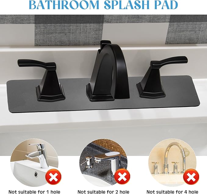 Tioncy 2 Pcs 3 Hole Faucet Mat for Kitchen Sink Kitchen Faucet Absorbent Mat - Image 4
