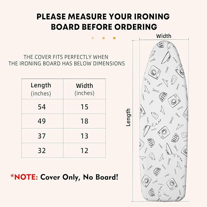 Seiritex Ironing Board Cover and Pad Standard Size 15 x 54 inch, Heat Reflective - Image 5