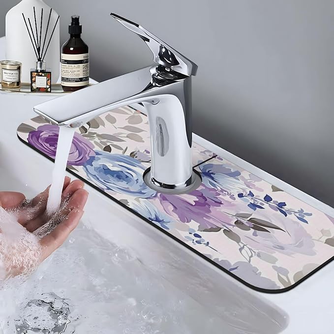 Lavender Flowers Kitchen sink faucet pad, strong water absorption, anti slip - Image 7