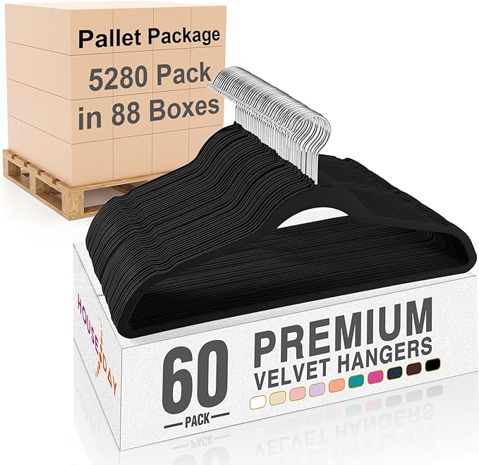 HOUSE DAY Black Velvet Hangers 5280 Pack Pallet Package by HOUSEDAY