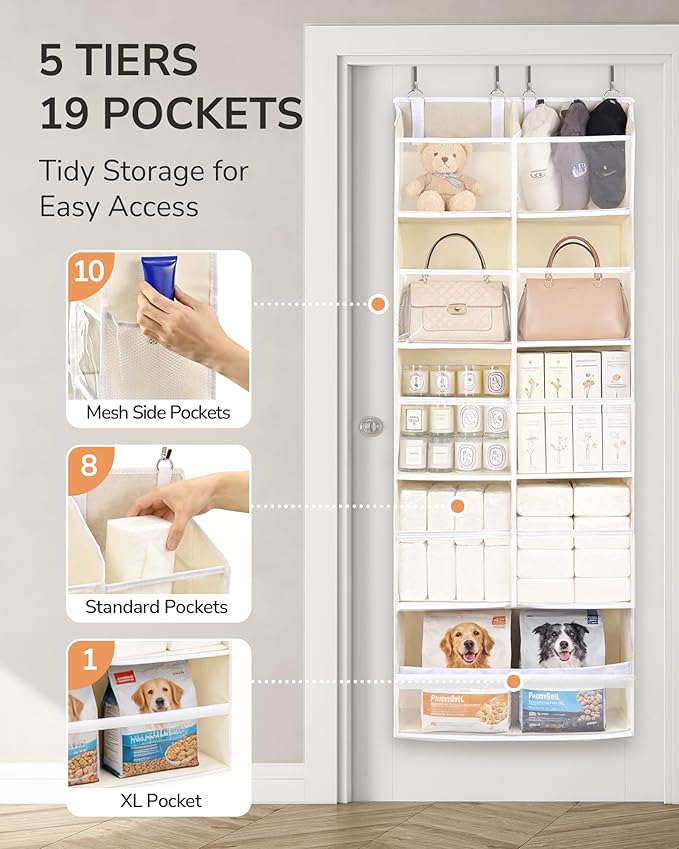 ULG Over the Door Organizer, 5-Tier Hanging Storage - Image 3