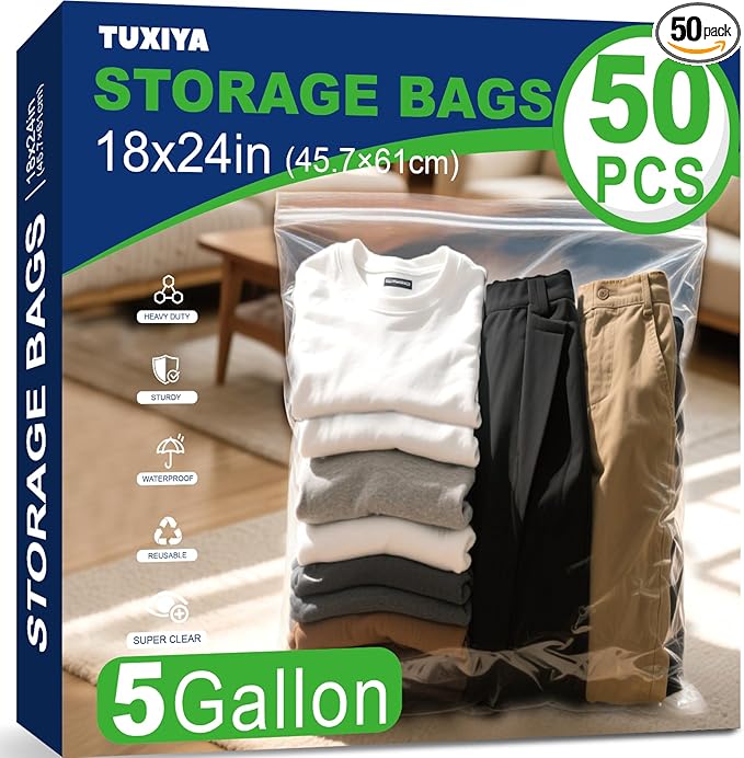 50PACK 5 Gallon Large Zipper Bags by Unknown