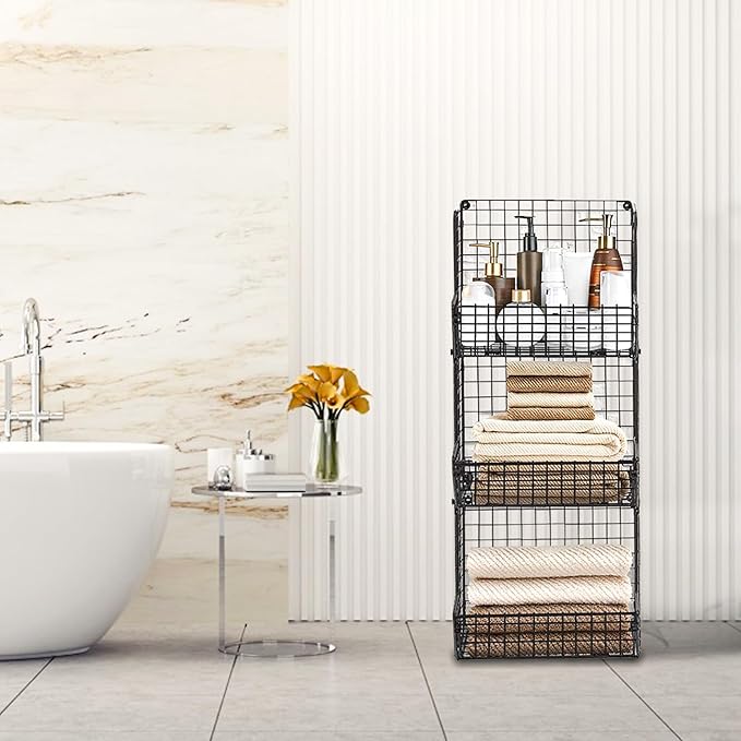 Stackable Wire Storage Baskets for Kitchen Closet Pantry, Hanging Closet - Image 4