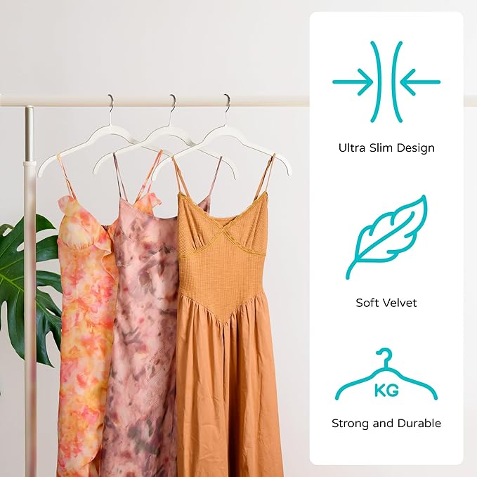 Premium Velvet Shirt Hangers 30 Pack, Non-Slip 360° Swivel Hook Slim Flocked - Image 2
