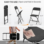 VINGLI 1 Pack Black Plastic Folding Chair, Indoor Outdoor Portable Stackable Commercial Seat with Steel Frame 350lb. Capacity for Events Office Wedding Party Picnic Kitchen Dining - Image 3