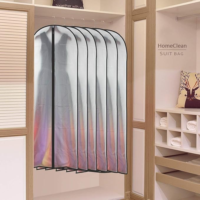 Hanging Garment Bag Lightweight Clear Full Zipper Black Dress Bags PEVA Garment - Image 9