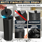 2 PCS Black Toilet Brush and Holder Set - Image 3