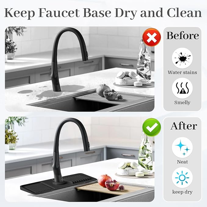PoYang 14.6 Inch Faucet Mat for Kitchen Sink Splash Guard Behind Faucet - Image 6