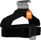 50 Pack Black Velvet Hangers, Coat Hanger Non Slip, Heavy-Duty, Space Saving by Uinicor