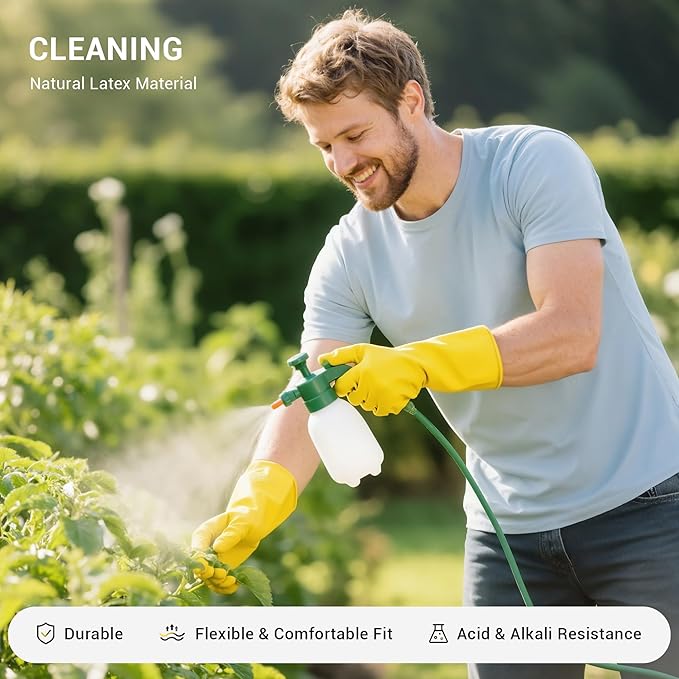 6 Pairs Rubber Cleaning Gloves, Reusable Dishwashing Gloves, Household Dish - Image 7