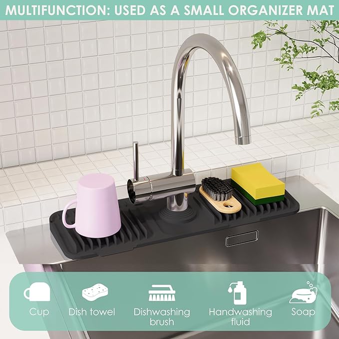 17.7 Inch Silicone Faucet Mat for Kitchen Sink Splash Guard - Image 7