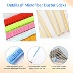 12 Pcs Microfiber Detail Duster Sticks Fan Cleaning Brush Crevice Cleaning Tool - Image 3