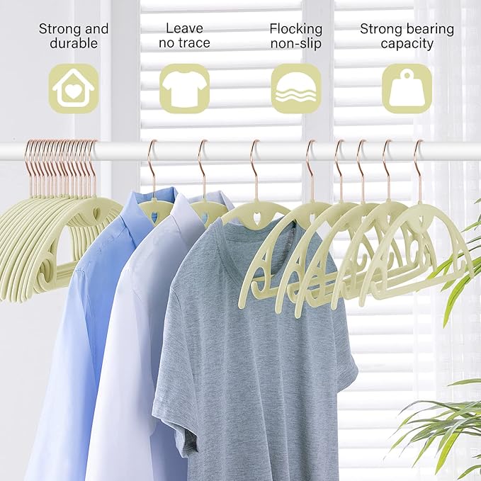 IEOKE Velvet Hangers 50 Pack: Felt Clothes Hangers Heavy Duty Shirt Sweater - Image 2