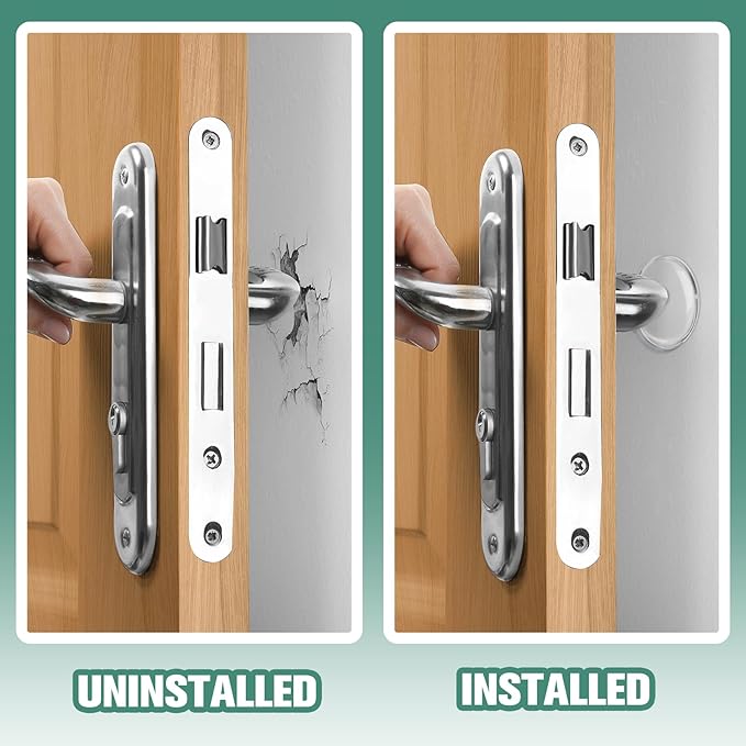 Strongest Door Knob Wall Shield, 2“ Clear Self Adhesive Round Soft Rubber Door - Image 3