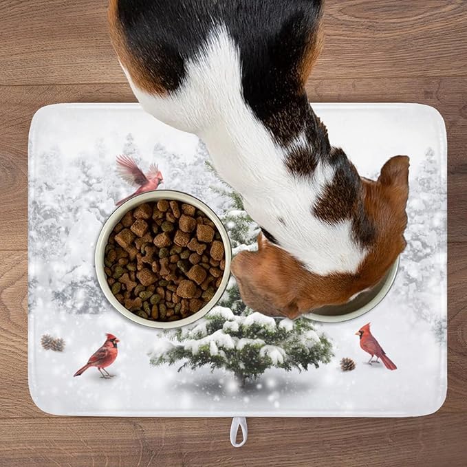Winter Forest Dish Drying Mat for Kitchen Counter Silvery White Pine Trees Snow - Image 9