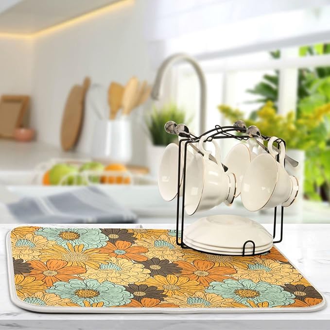 Super Absorbent Dish Drying Mat, Microfiber Fast-Drying Dish Mat, Kitchen Dish - Image 5
