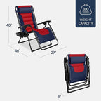 Best Choice Products Oversized Padded Zero Gravity Chair, Folding Outdoor Patio Recliner, XL Anti Gravity Lounger for Backyard w/Headrest, Cup Holder, Side Tray, Polyester Mesh - Navy/Red - Image 2