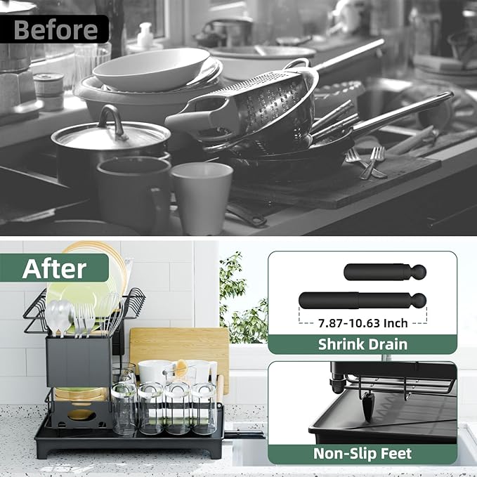 2 Tier Dish Drying Rack, Drying Rack - Image 6