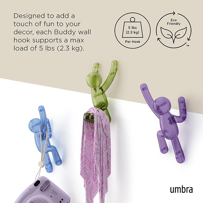 Umbra Buddy Wall Hooks – Decorative Wall Mounted Coat Hooks - Image 5