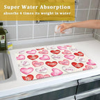 Valentines Dish Drying Mat for Kitchen Counter 18x24 Red Pink Love Heart - Image 7