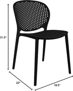2xhome Patio Dining Chair | Modern Stackable Outdoor Pool Side Chair | Weather Resistant Plastic for Yard, Porch, Balcony, Kitchen, Black, Single, Set of 1 - Image 2