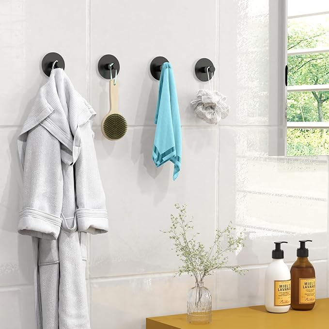 Adhesive Hooks for Walls No Damage 4 PCS, Heavy Duty Aluminum Strong Adhesive - Image 4