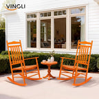 VINGLI Wooden Rocking Chair, Outdoor Chair with 450 lbs Support, Relaxing Rocker with Solid Wood High Back Seat Reclining Seat for Deck, Garden, Backyard, Porch, Indoor or Outdoor Use (Orange, 2PCS) - Image 2