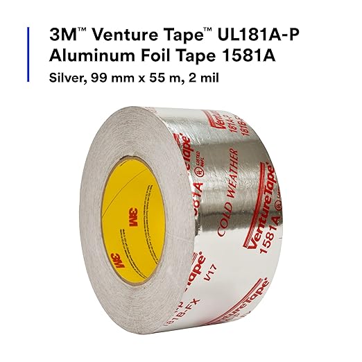 3M Venture Tape UL181A-P Aluminum Foil Tape 1581A, Rigid and Flexible Duct - Image 3
