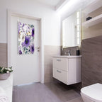 Purple and White Silver Lotus Flowers and Berries Hanging Laundry Hamper Door - Image 6