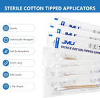 JMU Sterile Cotton Tipped Applicators, 2000 Sterile Cotton Swabs Wood Shaft - Image 2
