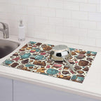 Coffee Cups Dish Drying Mat for Kitchen Counter Decor 18x24 Inch Floral - Image 7